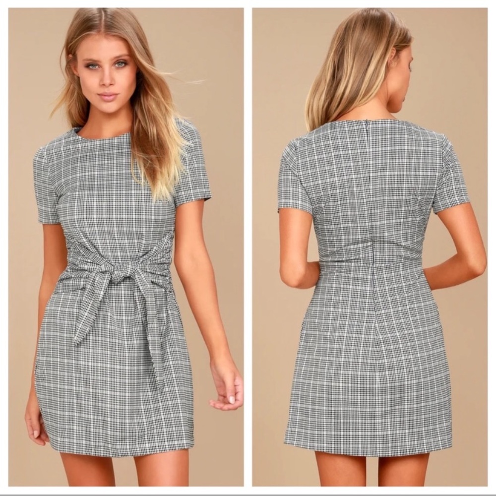 Lulu’s Penny Gingham Knotted Sheath Dress Size XS